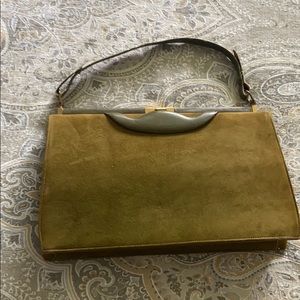 Vintage Suede/Leather Handbag Olive Green